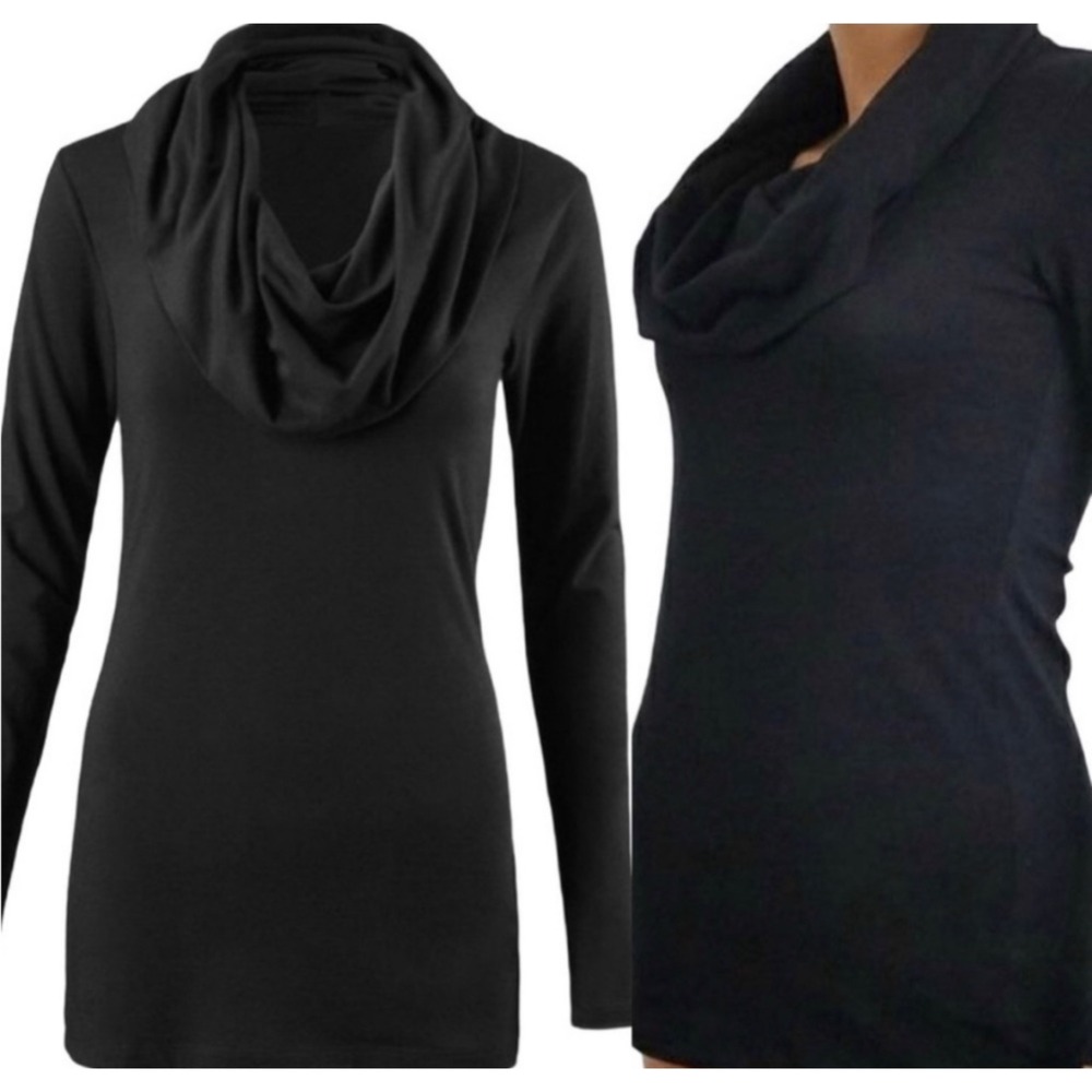 Cabi Black Cowl Neck Long Sleeve Top Size M
